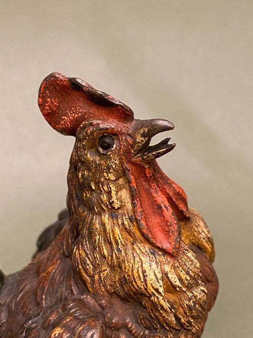 fig 1. Late 19th century Austrian Cold Painted Bronze Cockerel (10cm tall)