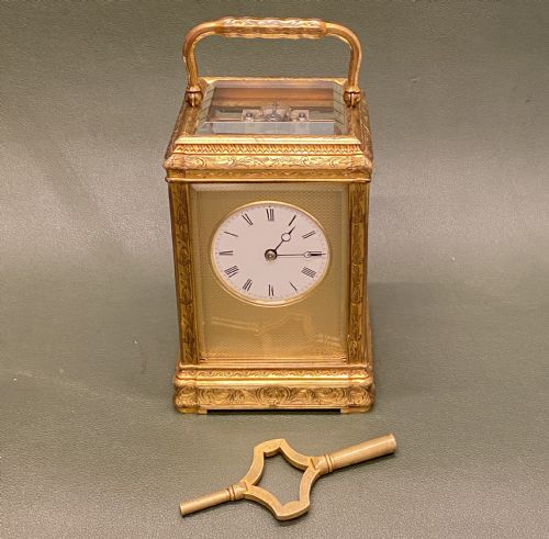 Engraved ‘Gorge’ Cased Striking French Carriage Clock, by Soldano