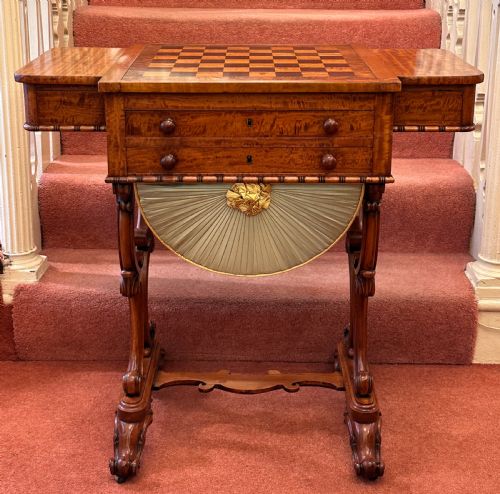 fig 3. Rare 19th century GILLOWS Satinwood Games / Sewing / Writing Table