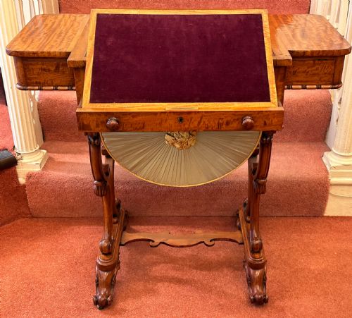 fig 1. Rare 19th century GILLOWS Satinwood Games / Sewing / Writing Table