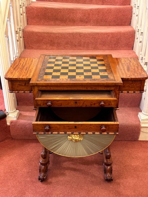 fig 2. Rare 19th century GILLOWS Satinwood Games / Sewing / Writing Table