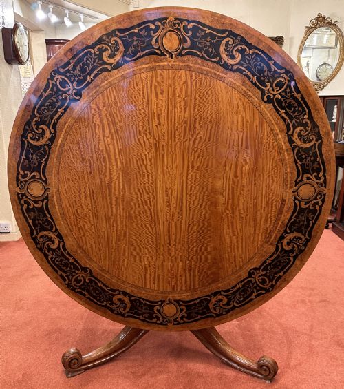 19th Century Finely Inlaid Satinwood Circular Tilt-top Hall/breakfast Table