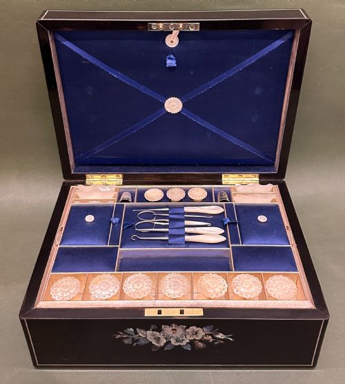 Fine Quality 19th Century Coromandel Wood Inlaid Sewing Box, with Provenance