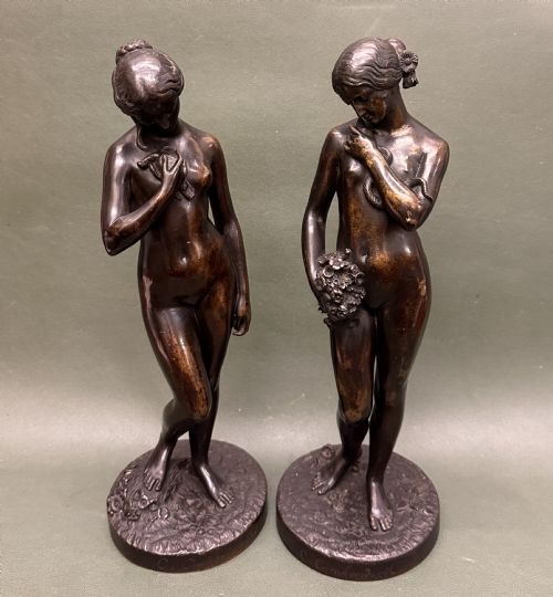 Pair of Bronze Female Nudes, Signed Charles Cumberworth (1811-1852)