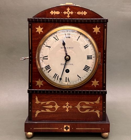 Small George IV Mahogany Bracket Clock Timepiece by William James of Bristol, C.1820-25