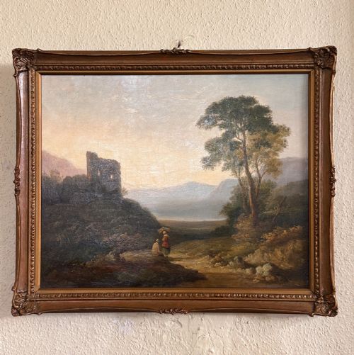 Early 19th Century Gilt Framed Oil Painting on Canvas. Unsigned.