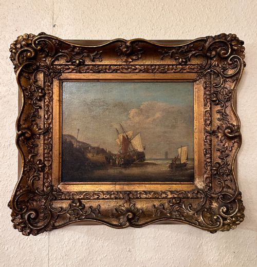 Framed Late 18th/early 19th Century Marine Oil Painting. George Webster (Fl.1797-1832)