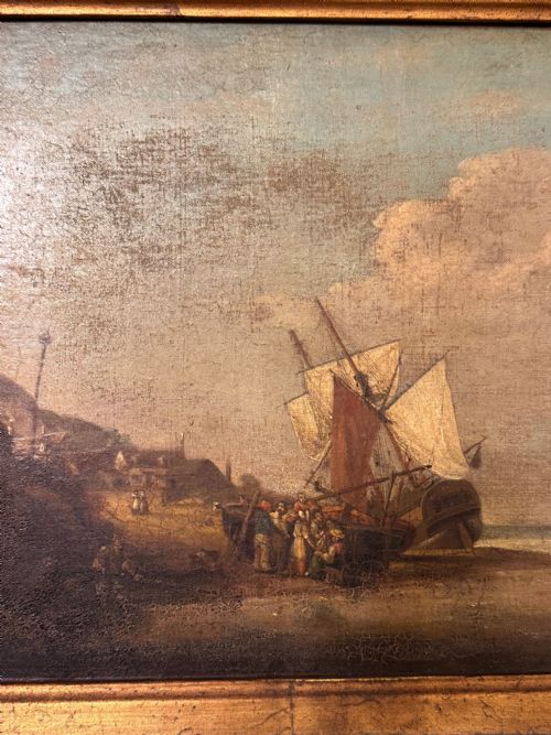 fig 1. Framed Late 18th/early 19th century Marine Oil Painting. George Webster (fl.1797-1832)