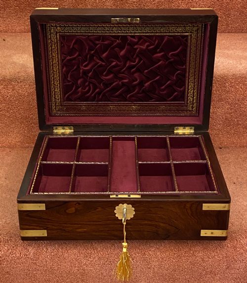 Mid-19th Century Brass-bound Rosewood Fitted Jewellery Box