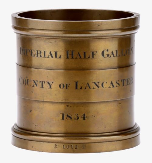 Fine Early Bronze Half-gallon Measure: 1834