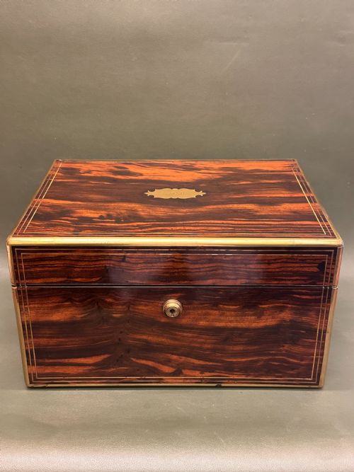 fig 2. A good coromandel-wood Lady's silver Dressing Case and contents, Hallmarked 1858