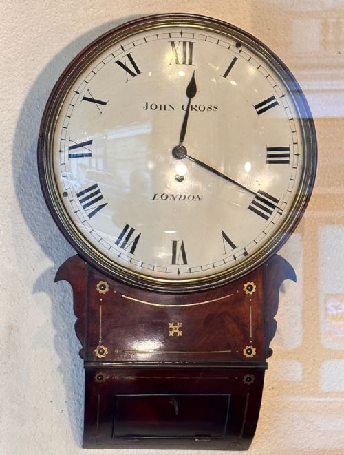 Early/mid 19th Century Mahogany Drop-dial Wall Clock by John Cross of London