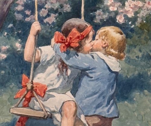 KARL FEIERTAG PAIR OF FRAMED WATERCOLOUR PAINTINGS OF CHILDREN AT PLAY - ADDITIONAL PHOTO 7