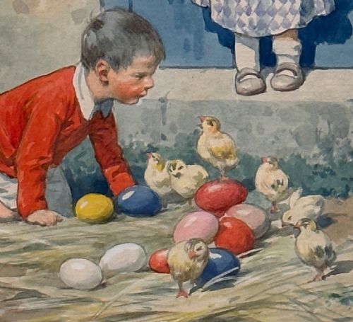 KARL FEIERTAG PAIR OF FRAMED WATERCOLOUR PAINTINGS OF CHILDREN AT PLAY - ADDITIONAL PHOTO 16