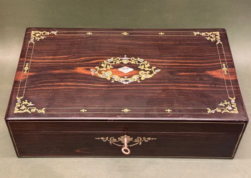 fig 1. A good 19th century coromandel-wood WRITING BOX