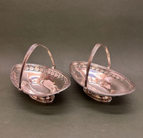 Two (Near Pair) Hallmarked Silver 'Sweetmeat Dishes' with Swing Handles