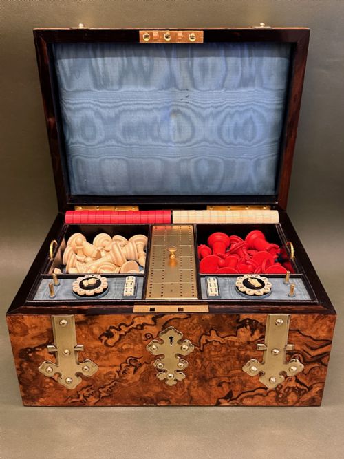 fig 1. 19th century Figured Walnut Games Compendium