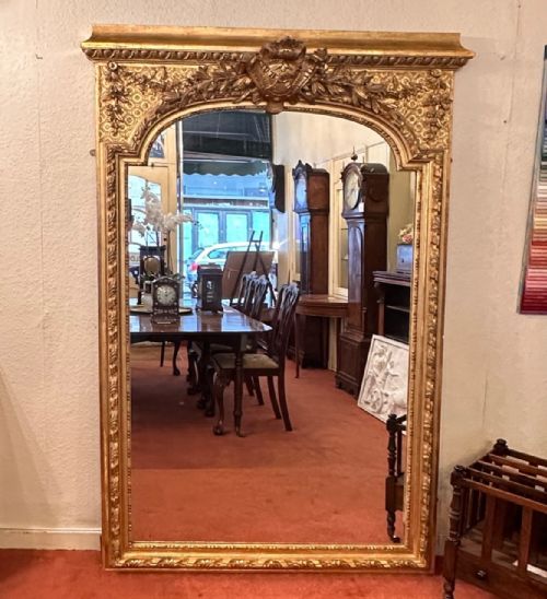 Large 19th Century French Carved Gilt-framed Wall / Overmantel Mirror
