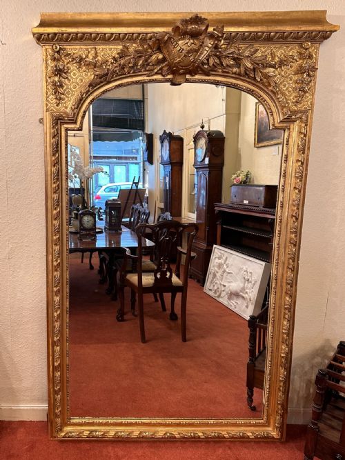 fig 1. LARGE 19th century French carved gilt-framed Wall / Overmantel Mirror