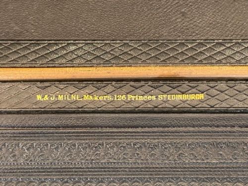 fig 2. Late 19th century dark-green pebble-grained leather 3-section Writing Box