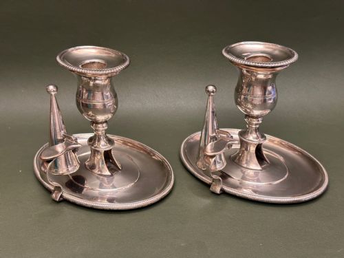 Pair of Late 18th Century English (Osp) Old Sheffield Plate Chambersticks