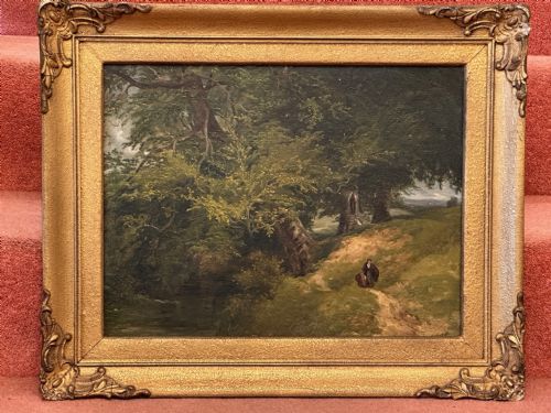 fig 1. Frederick Richard LEE, RA (1798-1879): Framed oil on board - Devon woodland scene