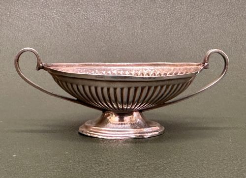 fig 1. A PAIR of miniature Victorian hallmarked silver two-handled oval SALTS, 1891