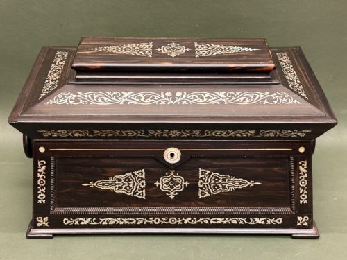 fig 1. Regency period ebony macassar DOUBLE TEA-CADDY with Sugar Bowl