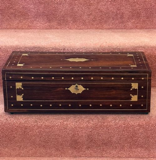 Regency Rosewood and Brass Inlaid Writing Box
