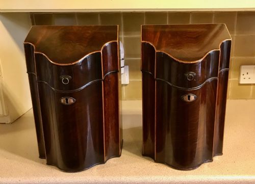 Rare Pair of Small 18th Century Knfe Boxes