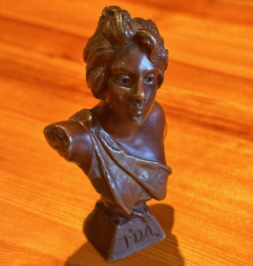 Emmanuel Villanis (1858-1914) - Small Bronze Bust of a Young Woman Entitled “Ida” (11.5cm Tall)