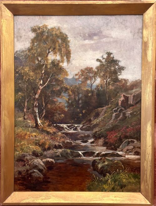 Robert Scott-temple (1850-1937). Oil Painting on Canvas - Highlands River Scene
