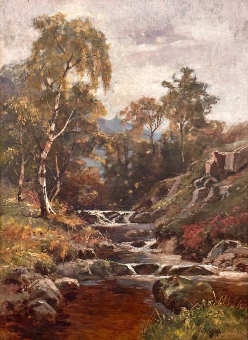 fig 1. Robert Scott-Temple (1850-1937). Oil painting on canvas - Highlands River Scene