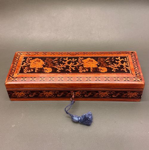 Victorian Satinwood & Tunbridge-ware Glove / Pen Box (1840-1850)