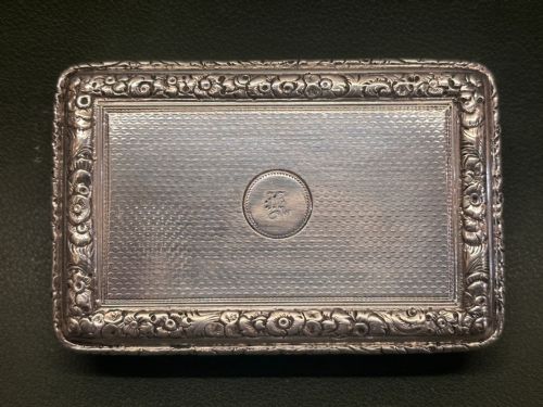 fig 1. Hallmarked rectangular Silver SNUFF BOX by Thomas Edwards, London, 1838