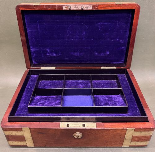 Mid-19th Century Brass-bound Mahogany Fitted Jewellery Box