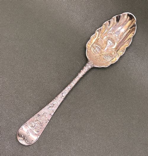 George Ii, Hallmarked Silver-gilt Berry Spoon, Ebenezer Coker (1739)