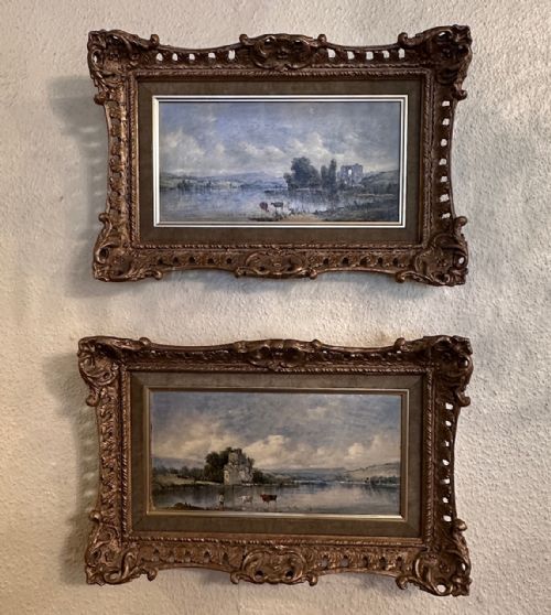 A Pair of 19th Century Framed Oil Paintings on Canvas - Riverscapes