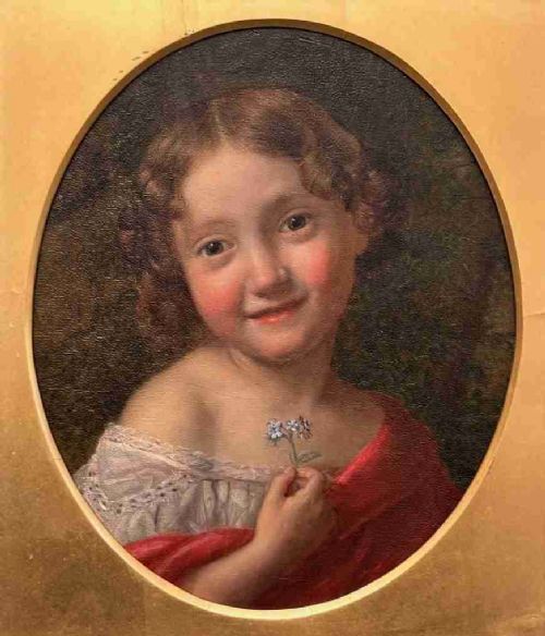 fig 1. Edward T. Davis: 19th century Oil painting on canvas - 'Portrait of a young girl'