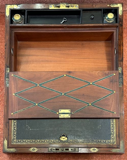 fig 1. 19th century Gentlemans Kingwood Writing Box made by Edwards of London