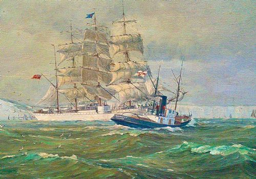 Edvard Edler: 1930'S Marine Oil Painting