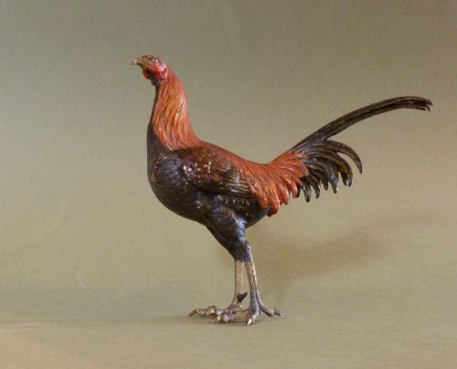 "Vienna" Cold-painted Bronze Prize Cockerel