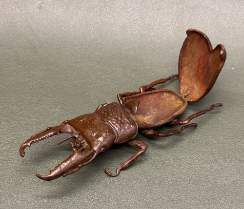 Japanese Meiji Period Articulated Bronze Stag Beetle