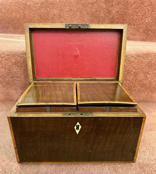 19th Century Mahogany Twin Canister (Double) Tea Caddy