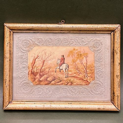 Framed Watercolour Painting, Signed & Dated - "A Man Riding Through the Countryside". R. Chimpton, 1842