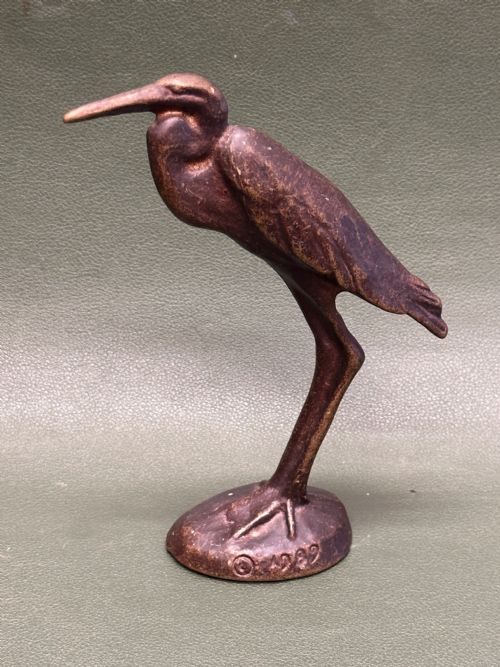 Bronze Heron, Signed & Dated:  'Noiles' 1909.