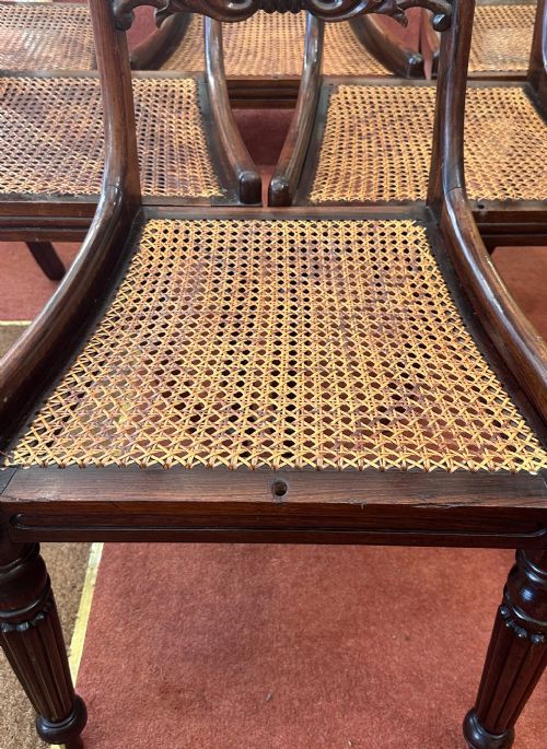 GILLOWS SET OF SIX CANE SEATED SIMULATED ROSEWOOD DINING CHAIRS - ADDITIONAL PHOTO 1