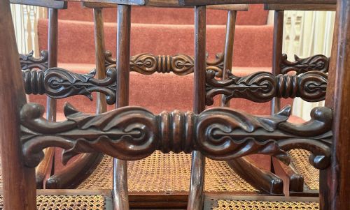 GILLOWS SET OF SIX CANE SEATED SIMULATED ROSEWOOD DINING CHAIRS - ADDITIONAL PHOTO 2