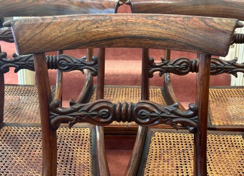 GILLOWS SET OF SIX CANE SEATED SIMULATED ROSEWOOD DINING CHAIRS - ADDITIONAL PHOTO 4