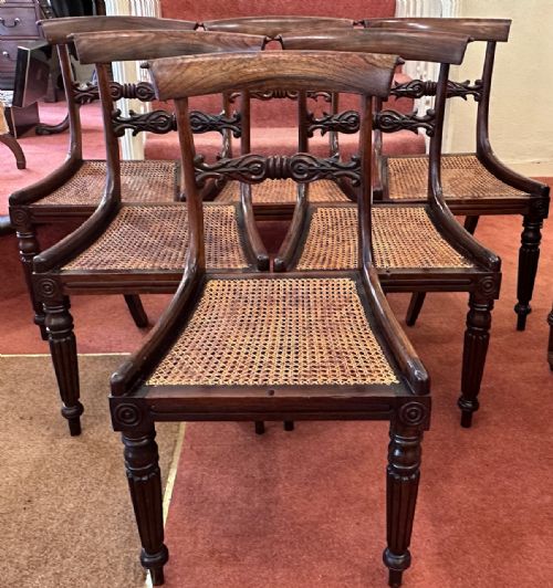 GILLOWS SET OF SIX CANE SEATED SIMULATED ROSEWOOD DINING CHAIRS - ADDITIONAL PHOTO 5